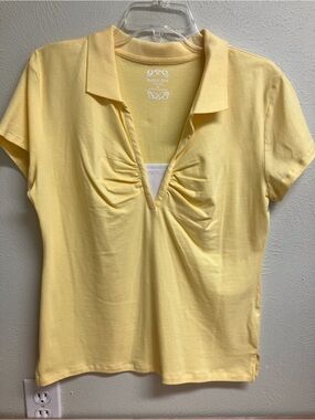Bugle Boy Light Yellow Polo-Style Short Sleeve Top